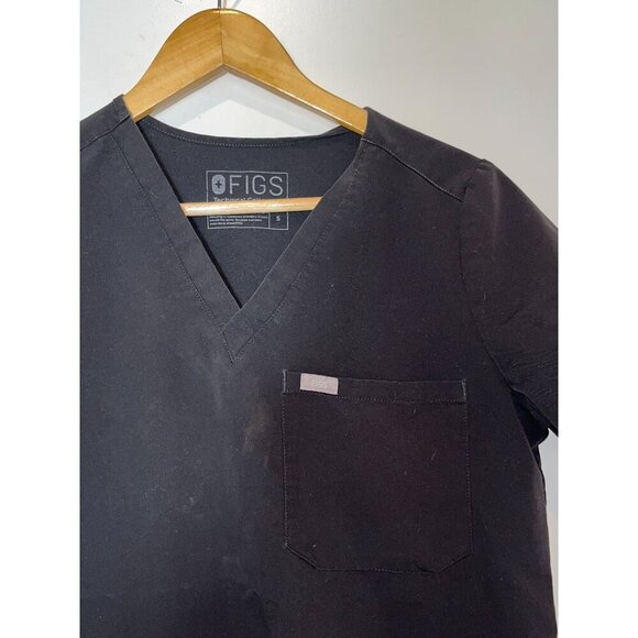 Figs Technical Collection Black V-Neck Scrub Top Women Size Small - Picture 2 of 7